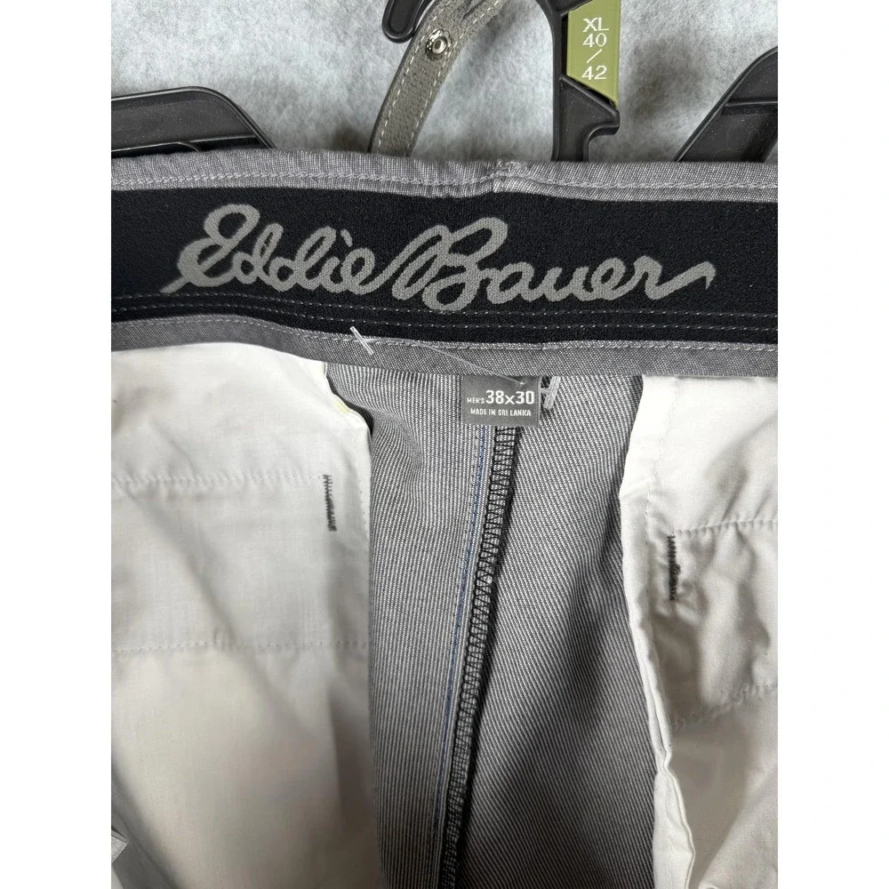 Eddie Bauer Pants Mens 38x30 Gray Stretch Chino Regular Fit Casual Flat Front